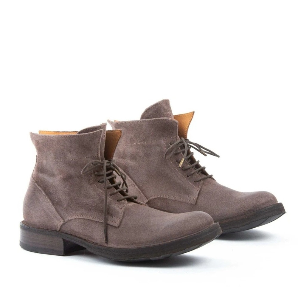 Fiorentini + Baker Eternity Taupe‎ Oiled Suede Lace Up Distressed Ankle Boots 9